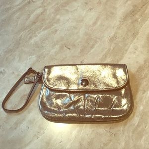 Coach gold shimmer wristlet